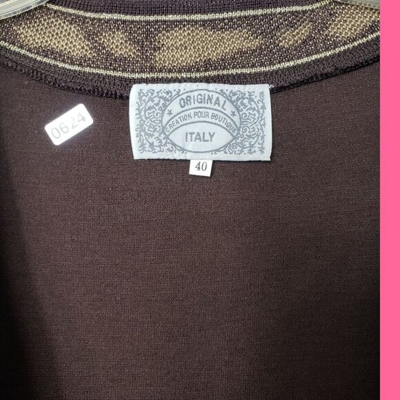 Vintage Brown Open-Front Cardigan With Dog & Chain Embroidery Size 40eu Medium - Picture 4 of 11